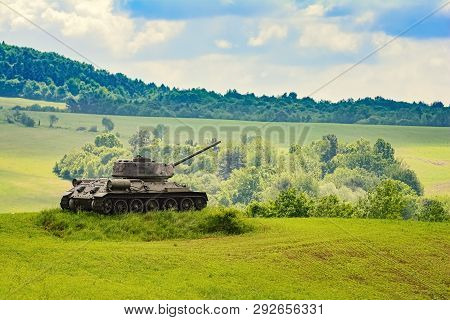 Tank Of World War 2 On The Field