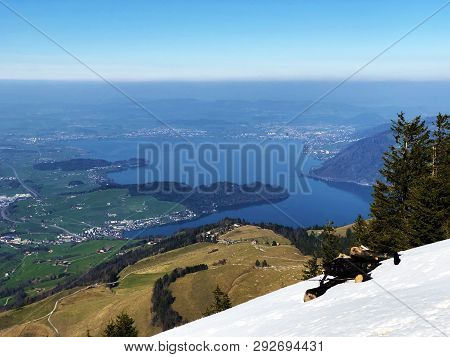 A View Of The Lake Zug Or Zugersee From The Rigi Mountain - Canton Of Schwyz, Switzerland