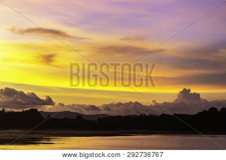 Beautiful Landscape Of Sunset Over Nature Coastine