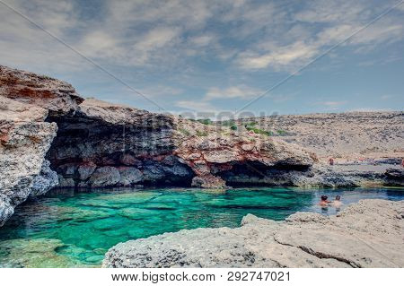 Lampedusa, Italy - August, 04: View Of Mare Morto Beach On August 04, 2018