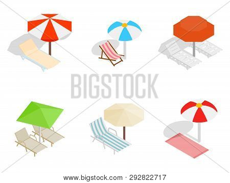 Deck Chair Icon Set. Isometric Set Of Deck Chair Icons For Web Isolated On White Background