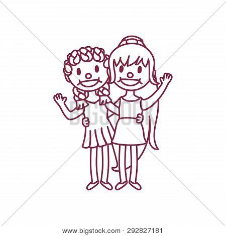 Vector Cute Cartoon Kids, Child Clip Art Coloring Book Page