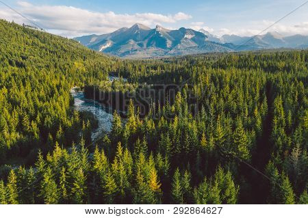The Bialka River With Tatra Mountains In The Background