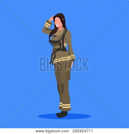 Firewoman In Uniform Woman Fire Fighter Professional Occupation Concept Fire Station Worker Female C