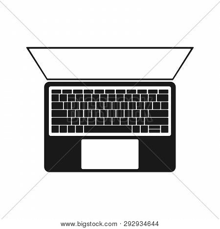 Top View. Personal Computer Laptop Isolated Flat Icon.