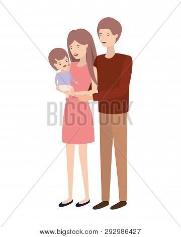 Couple Of Parents With Daughter Avatar Charactar Vector Illustration Design