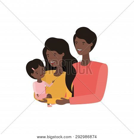 Couple Of Parents With Daughter Avatar Charactar Vector Illustration Design