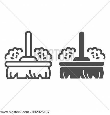 Broom Line And Solid Icon, Cleaning Service Concept, Cleaning Tool Sign On White Background, Broom W