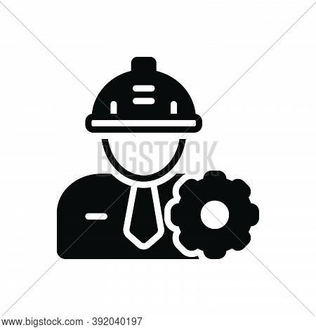 Black Solid Icon For Engineer Helmet Occupation Hat Maintenance Safety Equipment Work Config Repair 