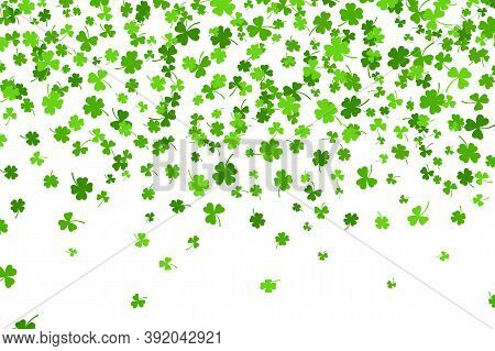 Shamrock Or Clover Leaves Flat Design Green Backdrop Pattern Vector Illustration Isolated On White B