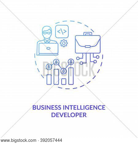 Business Intelligence Developer Concept Icon. Creating Modern Technology Systems. Digital Mind Manuf