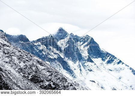 View To The Mountains From Deboche Village. Way To Everest Base Camp. Nepal, Himalayan Mountains