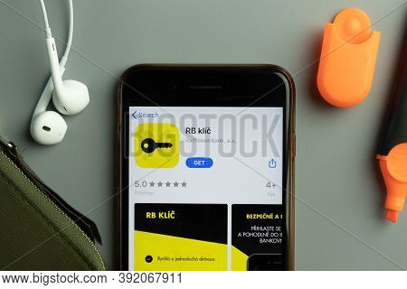 New York, Usa - 26 October 2020: Rb Klic Raiffeisenbank Mobile App Icon Logo On Phone Screen Close-u