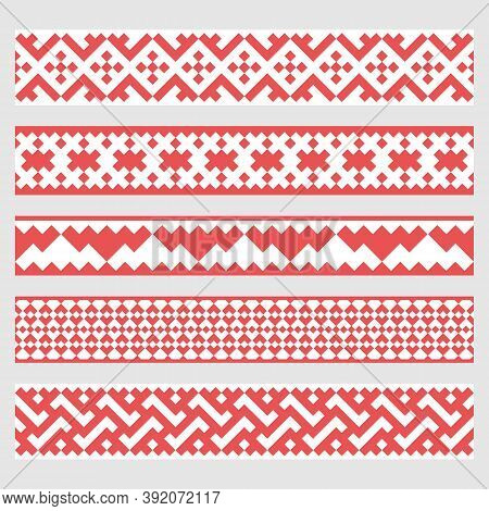 Patterns Based On Khanty-mansi Siberian Folk Ornaments Set