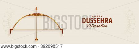 Happy Dussehra Festival Wide Banner With Bow And Arrow