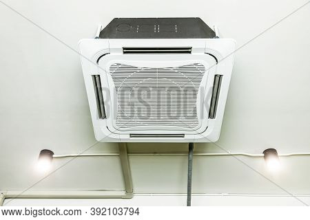 Ceiling Mounted Cassette Type Air Conditioner In The Office Buildings, Cafes Or Studios