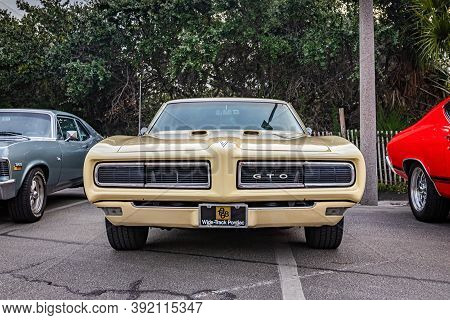 Tybee Island, Ga - October 3, 2020: 1968 Pontiac Gto Hardtop Coupe At A Local Car Show.