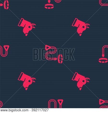 Set Dog Head And Collar With Name Tag On Seamless Pattern. Vector