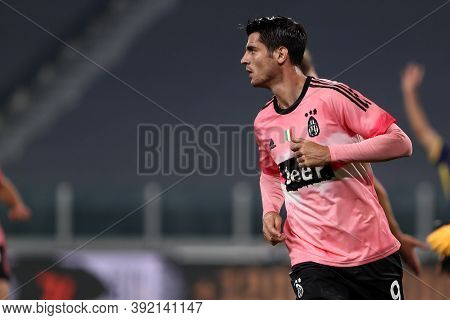 Torino, Italy. 25th October 2020. Alvaro Morata  Of Juventus Fc During The Serie A Match  Between Ju