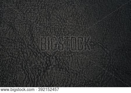 Leather Texture Black Background. Texture Of Genuine Leather. Backdrop Background Texture Effect For
