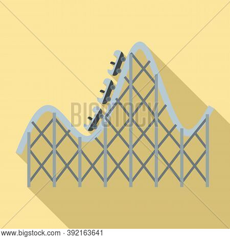 Roller Coaster Adventure Icon. Flat Illustration Of Roller Coaster Adventure Vector Icon For Web Des