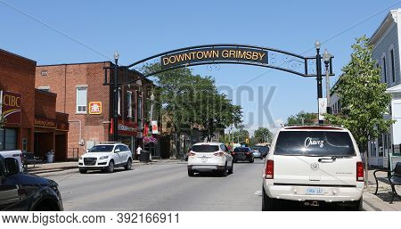 Ajax, Ontario/canada - August 23: View Of Main Street In Downtown Grimsby, Ontario, Canada On [augus