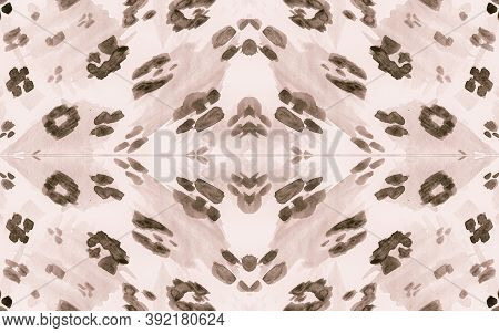 Seamless Leopard Imitation. Watercolour Panther Skin Border. Brown Spotted African Background. Color