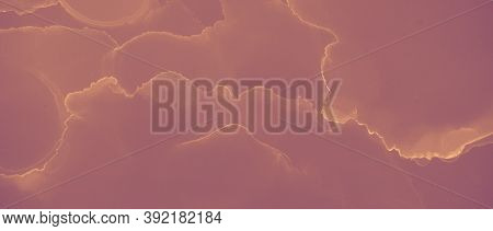 Ink Gold Surface. Red Luxury Effect. Orange Art Hot Volcano Abstraction. Brown Hell Artistic Mineral