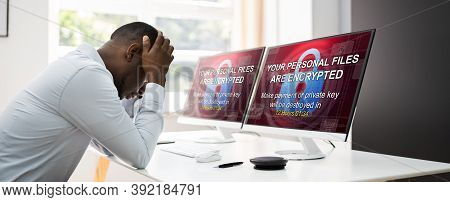 Ransomware Cyber Attack Showing Personal Files Encrypted Screen