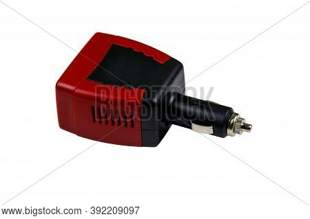 Red Car Inverter Dc To Ac Isolated On A White Background