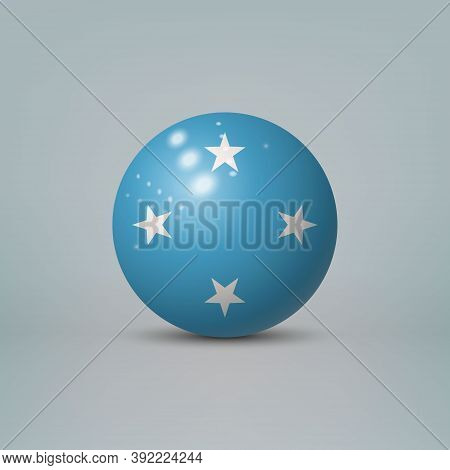 3d Realistic Glossy Plastic Ball Or Sphere With Flag Of Micrones