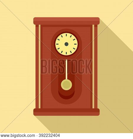 Home Pendulum Clock Icon. Flat Illustration Of Home Pendulum Clockvector Icon For Web Design