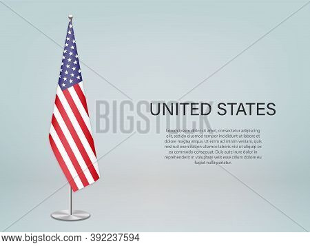United States Hanging Flag On Stand. Template Forconference Bann