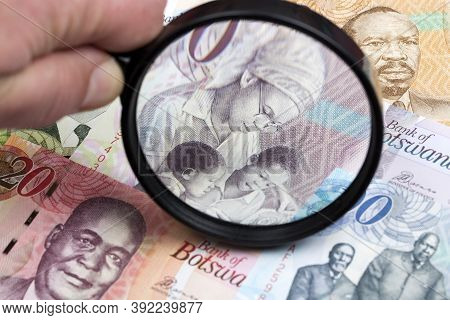 Botswana Pula In A Magnifying Glass A Business Background