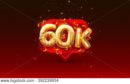 Thank You Followers Peoples, 60k Online Social Group, Happy Banner Celebrate, Vector