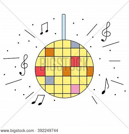 Colorful Disco Ball Icon Thin Line For Web And Mobile, Modern Minimalistic Flat Design. Vector Black