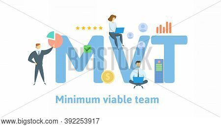 Mvt, Minimum Viable Team. Concept With Keywords, People And Icons. Flat Vector Illustration. Isolate