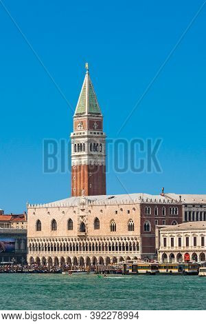 Skyline Of Venice Mith San Marco Tower Under Blue Sky