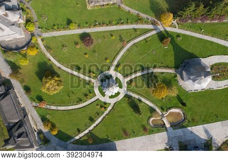 Barsana, Romania - October 28, 2020: View of Barsana Wooden Monastery site in Maramures County, Romania.
