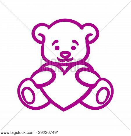 Teddy Bear With Heart Vector Sketch Icon Isolated On Background. Hand Drawn Teddy Bear With Heart Ic