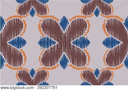 Ikat Colorful Seamless Ornament Pattern. Ethnic Indigo Tite Repeat Background For Textile, Wallpaper