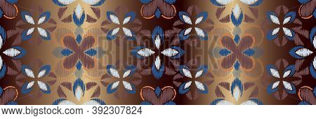 Ikat Colorful Seamless Ornament Pattern. Ethnic Indigo Tite Repit Background For Textile, Wallpaper,