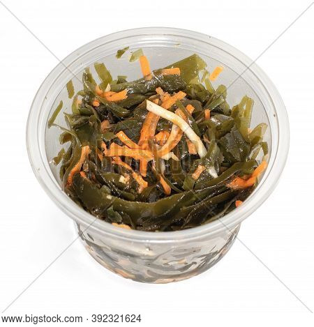 Seaweed Salad With Sesame Seeds Isloated On White.