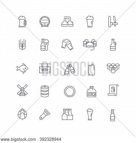 Line Icons Set. Beer Pack. Vector Illustration