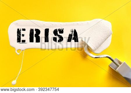 Business And Finance Concept. On A Yellow Background, The Surface Is Painted White With A Brush, On 