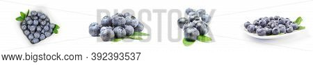 Collage Of Huckleberry On A White Background Clipping Path