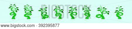 Set Of Beanstalk Cartoon Icon Design Template With Various Models. Vector Illustration Isolated On B