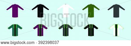 Set Of Indonesian Men's Traditional Muslim Clothes Cartoon Icon Design Template With Various Models.
