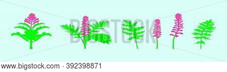 Floral Illustration With Acanthus Flowers And Leaves. Vector Cartoon Plants Isolated Isolated On Blu