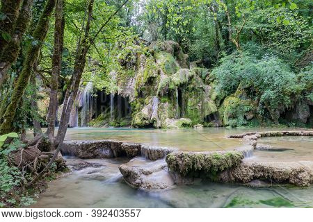 Jura Tufs Waterfall, With Its Spectacle Limestone Sculptures, France
